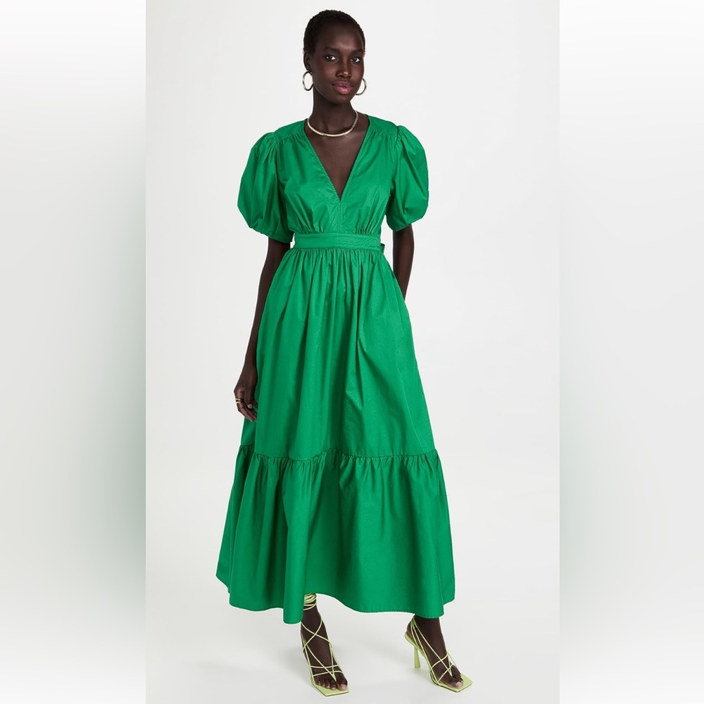 Green puff sleeve XIRENA midi dress - NWOT
